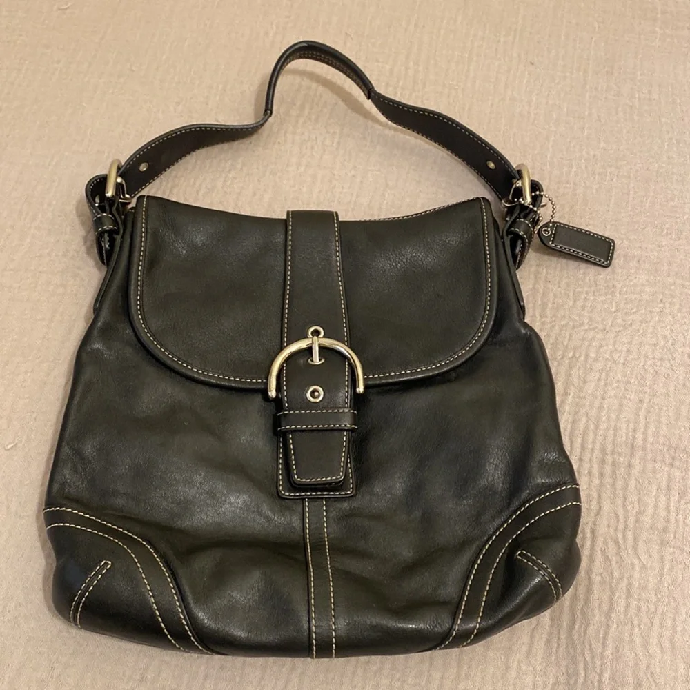 Coach Vintyge Elegant Black Leather Shoulder Bag No H04Da9480